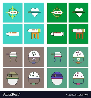 Set of war gagets in color sets on backgrounds vector image