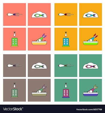 Set of war gagets in color sets on backgrounds vector image