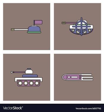 Set of war gagets in color sets on backgrounds vector image