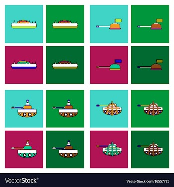 Set of war gagets in color sets on backgrounds vector image