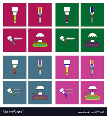 Set of war gagets in color sets on backgrounds vector image