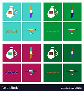 Set of war gagets in color sets on backgrounds vector image