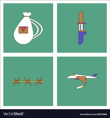 Set of war gagets in color sets on backgrounds vector image