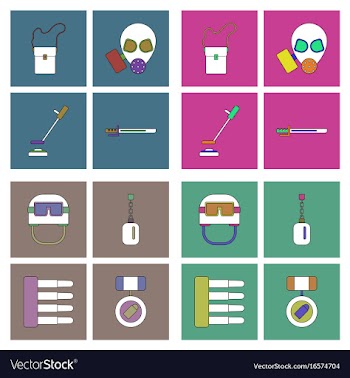 Set of war gagets in color sets on backgrounds vector image