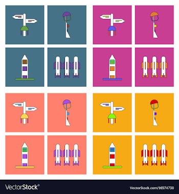 Set of war gagets in color sets on backgrounds vector image