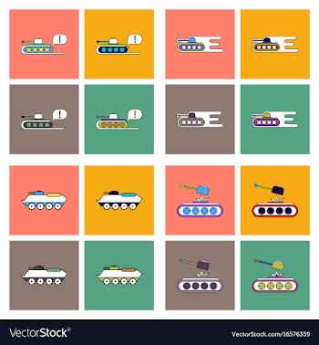 Set of war gagets in color sets on backgrounds vector image