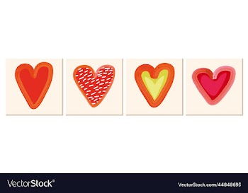 set of watercolor hearts for valentines day