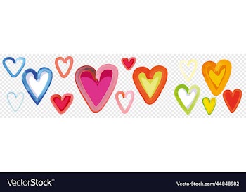 set of watercolor hearts for valentines day