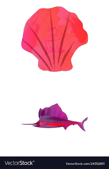Set of watercolor seaweed corals and stones vector image