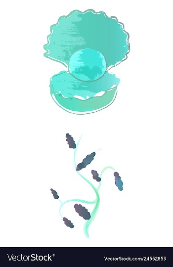Set of watercolor seaweed corals and stones vector image