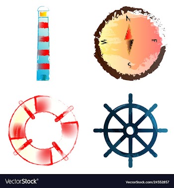 Set of watercolor seaweed corals and stones vector image