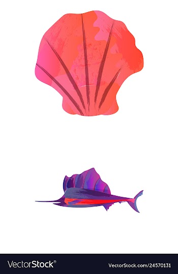 Set of watercolor seaweed corals and stones vector image