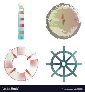 Set of watercolor seaweed corals and stones vector image