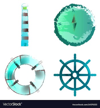 Set of watercolor seaweed corals and stones vector image