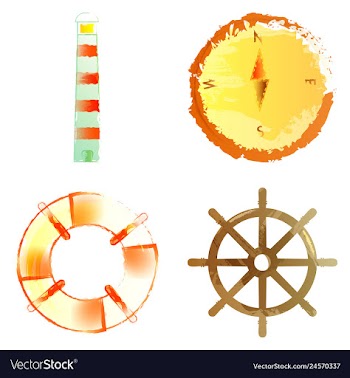 Set of watercolor seaweed corals and stones vector image