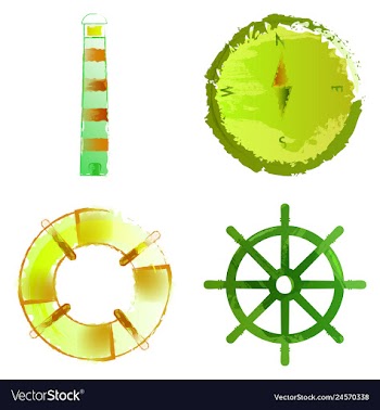 Set of watercolor seaweed corals and stones vector image
