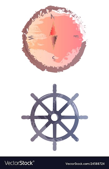 Set of watercolor seaweed corals and stones vector image
