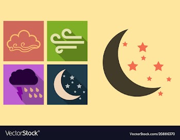 Set of weather icons in flat style with shadow vector image