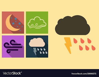 Set of weather icons in flat style with shadow vector image
