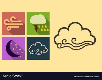 Set of weather icons in flat style with shadow vector image
