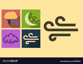 Set of weather icons in flat style with shadow vector image