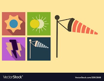 Set of weather icons in flat style with shadow vector image