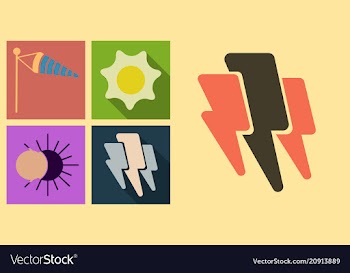 Set of weather icons in flat style with shadow vector image
