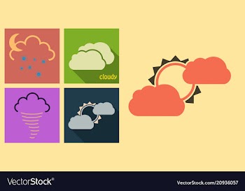 Set of weather icons in flat style with shadow vector image