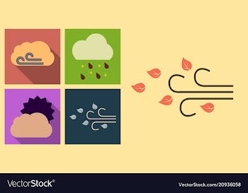Set of weather icons in flat style with shadow vector image