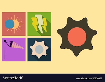 Set of weather icons in flat style with shadow vector image