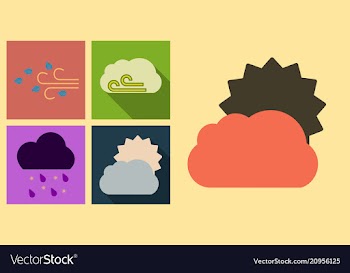 Set of weather icons in flat style with shadow vector image