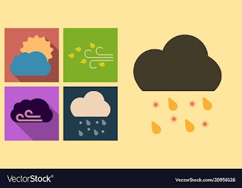 Set of weather icons in flat style with shadow vector image