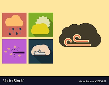 Set of weather icons in flat style with shadow vector image