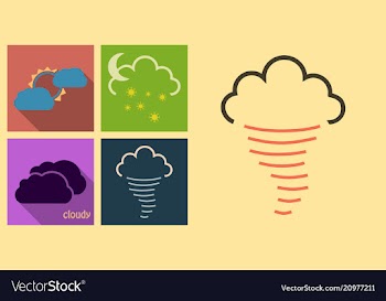 Set of weather icons in flat style with shadow vector image