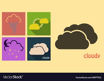 Set of weather icons in flat style with shadow vector image