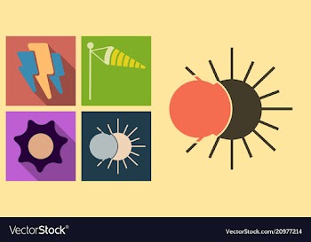 Set of weather icons in flat style with shadow vector image