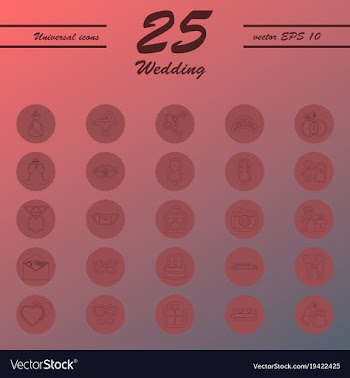 Set of wedding icons in modern thin line style vector image
