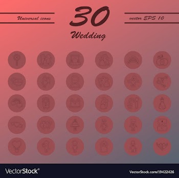 Set of wedding icons in modern thin line style vector image
