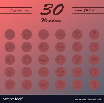 Set of wedding icons in modern thin line style vector image