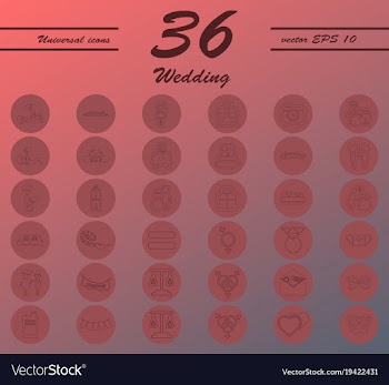 Set of wedding icons in modern thin line style vector image
