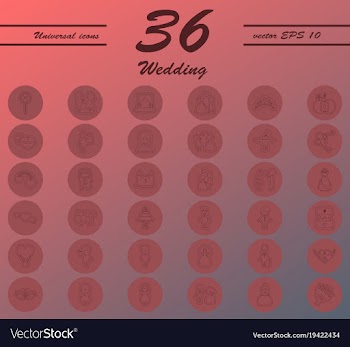 Set of wedding icons in modern thin line style vector image