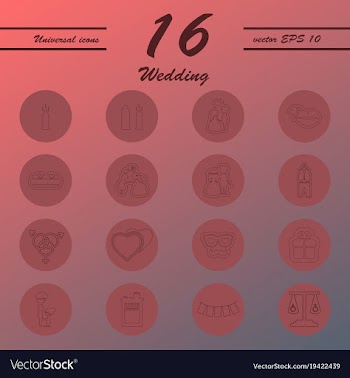 Set of wedding icons in modern thin line style vector image