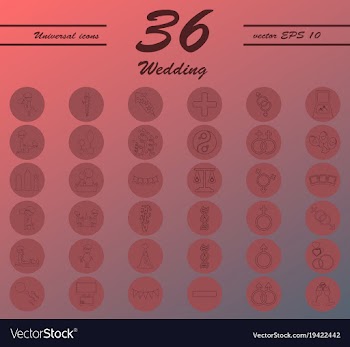 Set of wedding icons in modern thin line style vector image