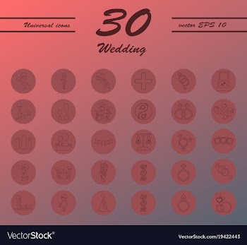 Set of wedding icons in modern thin line style vector image