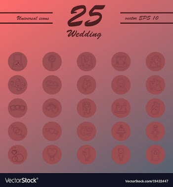 Set of wedding icons in modern thin line style vector image