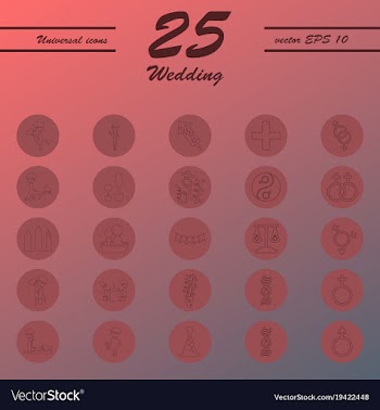 Set of wedding icons in modern thin line style vector image