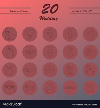 Set of wedding icons in modern thin line style vector image