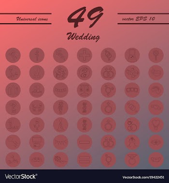 Set of wedding icons in modern thin line style vector image
