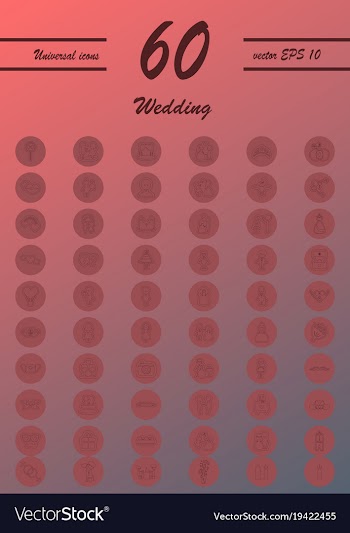 Set of wedding icons in modern thin line style vector image