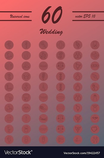 Set of wedding icons in modern thin line style vector image